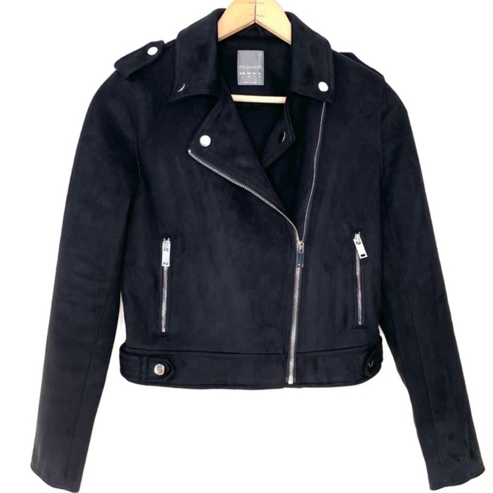 Black Faux Suede Moto Jacket